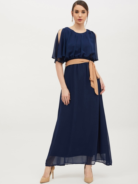 

Harpa Women Navy Blue Solid Maxi Dress