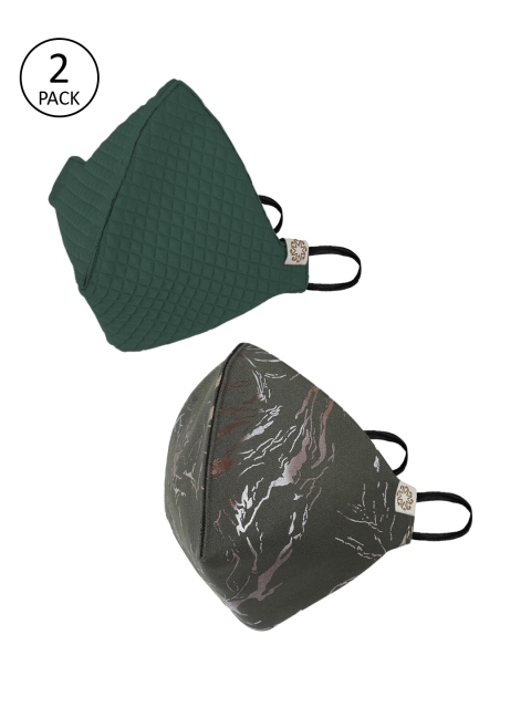 

VASTRAMAY Unisex 2 Pcs 4-Ply Anti-Pollution Reusable Cloth Masks, Olive
