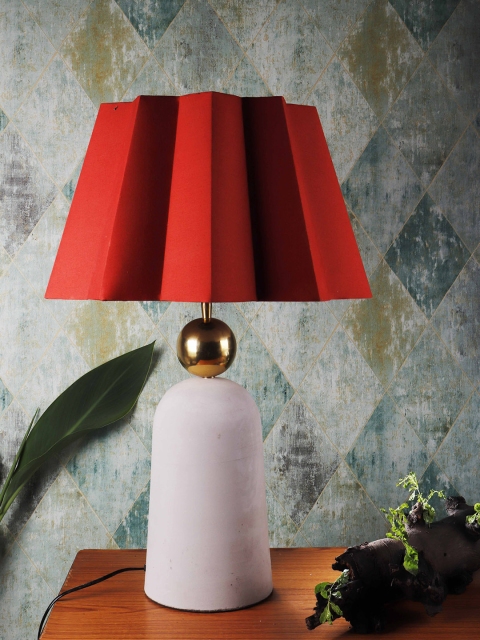 

Grated Ginger Orange Solid Handcrafted Table Top Lamp with Shade