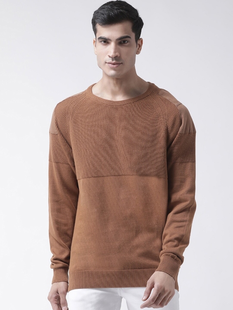 

Club York Men Khaki Self Design Pullover Sweater