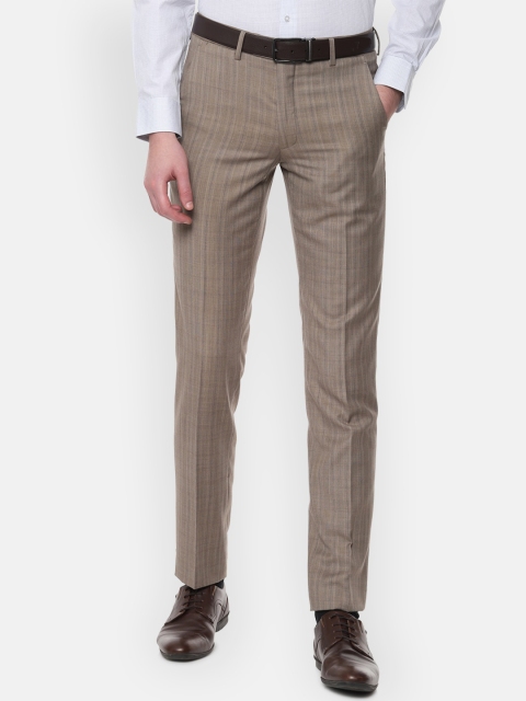 

Van Heusen Men Beige Slim Fit Checked Formal Trousers