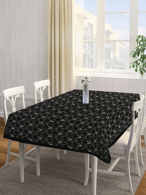 Cannon Unisex Black Plastic With Floral Mesh 4-Seater Rectangular Table Cover
