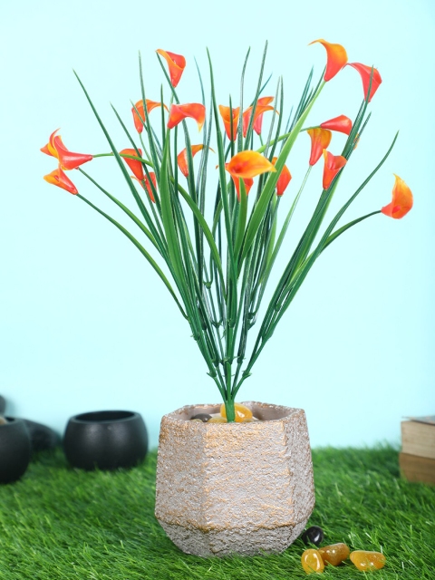 

Pollination Orange Vibrant Artificial Calla Lily Bunch For Decor without Pot