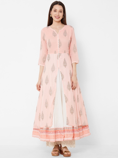 

Vedic Women Pink Printed A-Line Dress