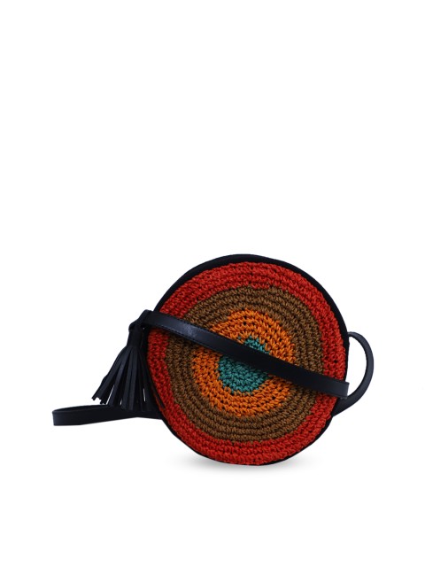 

Diwaah Orange & Blue Woven Design Sling Bag