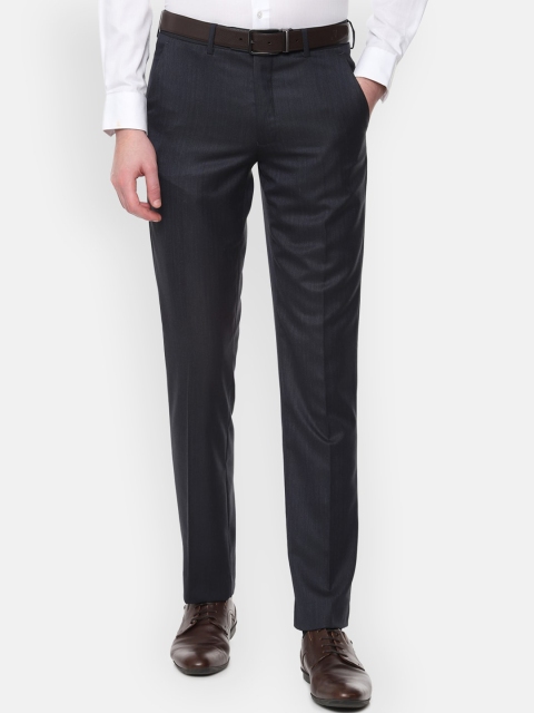

Van Heusen Men Navy Blue Slim Fit Self Design Formal Trousers