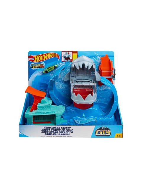 

Hot Wheels Unisex Kids Blue City Color Shifter Shark Jump Playset