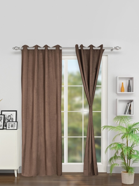 

SWAYAM Brown & Brown Set of 2 Long Door Curtains