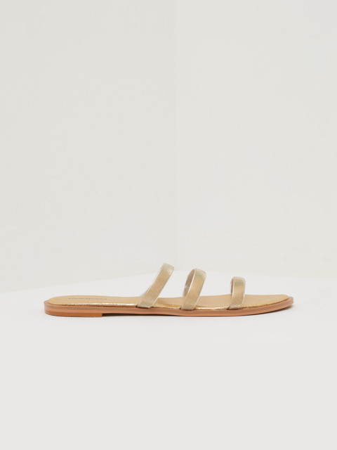 

shoexpress Women Gold-Toned Solid Open Toe Flats