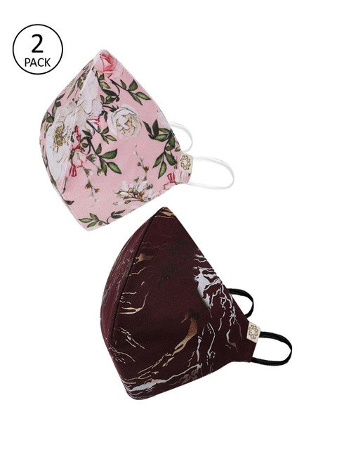 

VASTRAMAY Adults Pack of 2 Reusable 4-Layers Cloth Masks, Maroon