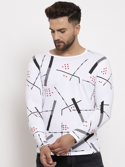 

KATSO Men White Printed Round Neck T-shirt