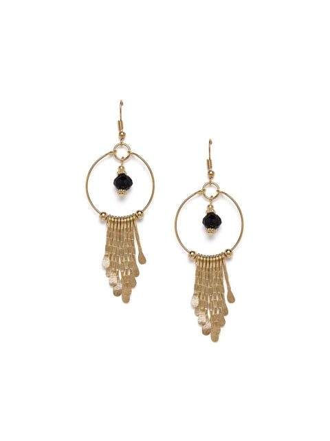 

ZeroKaata Gold-Plated & Black Classic Drop Earrings