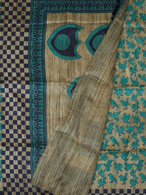 Pothys Grey & Blue Jute Silk Woven Design Saree