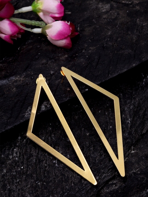 

DUGRISTYLE Gold-Plated Pyramid Shape Drop Earrings