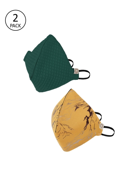 

VASTRAMAY Adults Pack of 2 Reusable 4-Layers Cloth Masks, Yellow