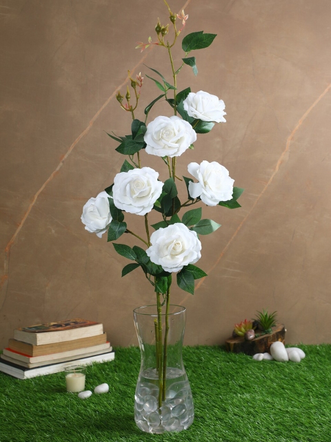 

PolliNation Set Of 2 White Decorative Artificial Velvet Rose Flower