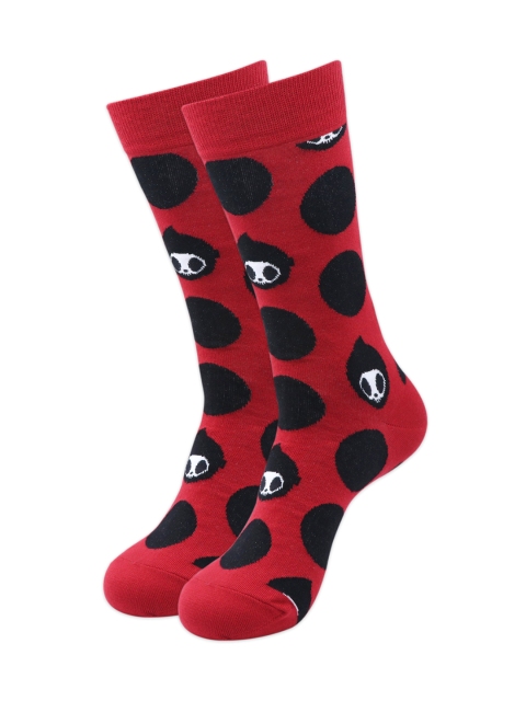 

Balenzia x Tokidoki Unisex Red & Black Patterned Adios Calf-Length Socks