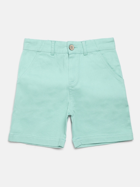 

Cherry Crumble Boys Sea Green Solid Chino Shorts