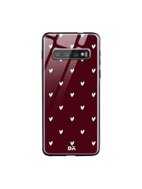 

DailyObjects Burgundy & White Bundle Heart Samsung Galaxy S10 Glass Case