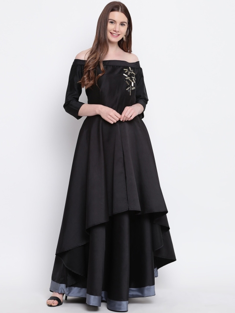 

Kvsfab Women Black Solid Maxi Dress