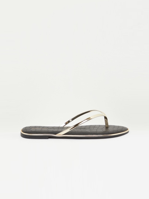 

shoexpress Women Gold-Toned Solid Open Toe Flats