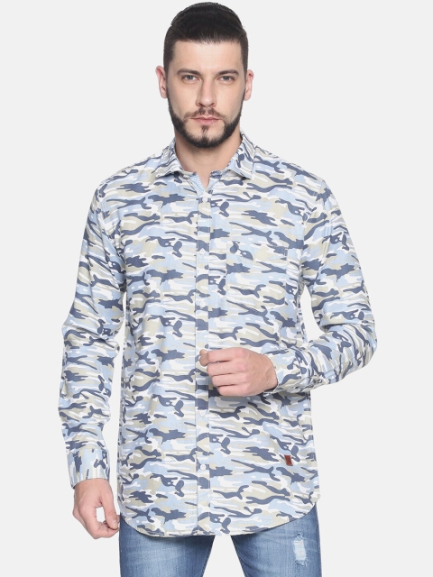 

Campus Sutra Men Blue Classic Regular Fit Printed Casual Shirt