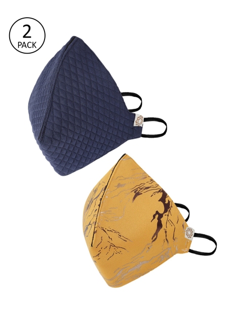 

VASTRAMAY Unisex 2 Pcs 4-Ply Anti-Pollution Reusable Cloth Masks, Yellow