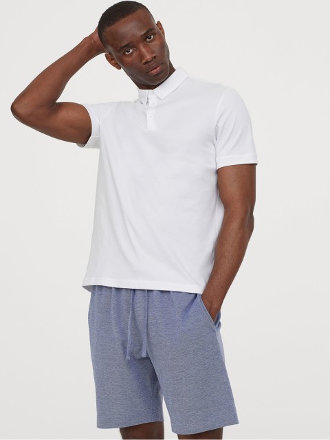 

H&M Men Blue Solid Piqu Shorts Regular Fit