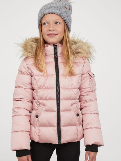 

H&M Girls Pink Solid Puffer Jacket
