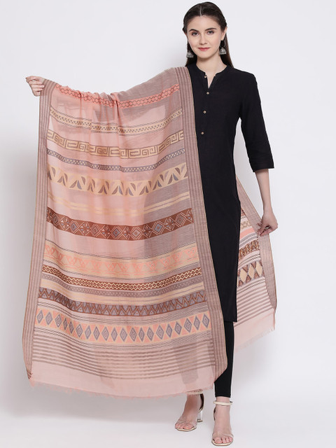 

SHINGORA Pink Woven Design Dupatta
