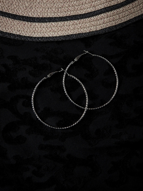 ZeroKaata Gold-Plated Circular Hoop Earrings, Silver