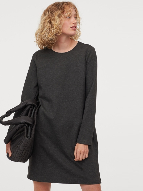 

H&M Women Charcoal Grey Jersey Dress