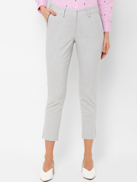 

Allen Solly Women Grey Slim Fit Solid Cigarette Trousers