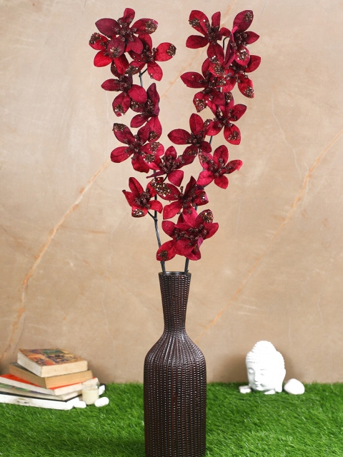 

PolliNation Pack of 2 Maroon Artificial Forsythia Glitter Flower
