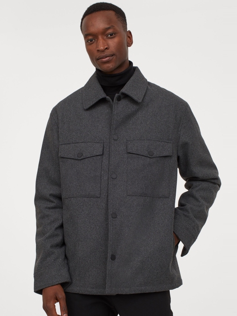 

H&M Men Grey Solid Shacket
