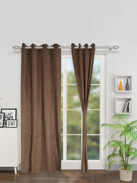 

SWAYAM Brown Set of 2 Long Door Curtains