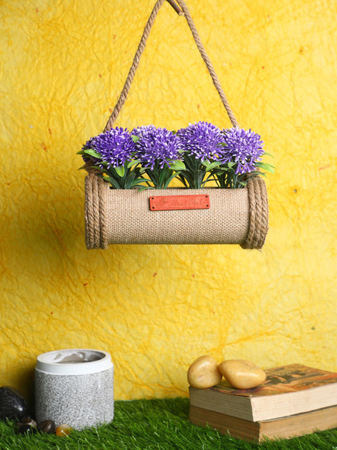 

PolliNation Purple & Beige Artificial Hanging Bonsai in Jute Pot