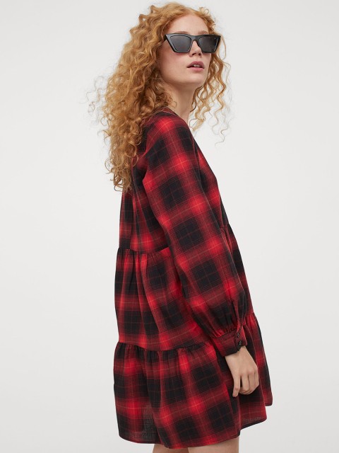 

H&M Women Red & Black V-Neck Dress