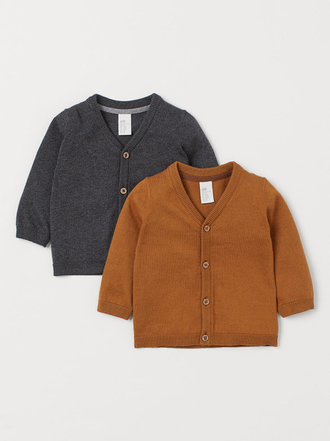 

H&M Boys 2-Pack Cotton Cardigans, Brown