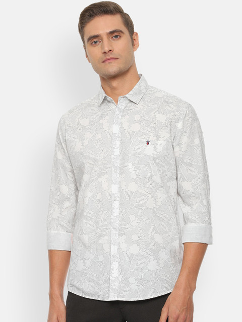 

Louis Philippe Jeans Men White & Black Slim Fit Printed Casual Shirt