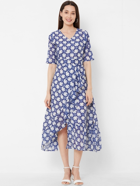 

Vedic Women Blue Printed Wrap Dress