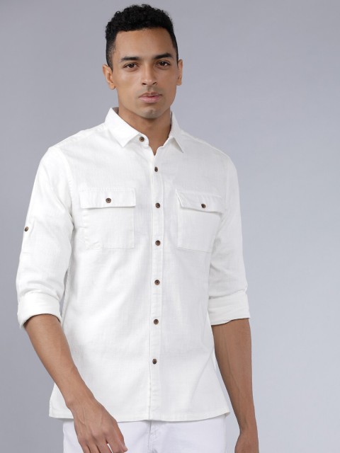 

Ecko Unltd Men White Slim Fit Solid Casual Shirt