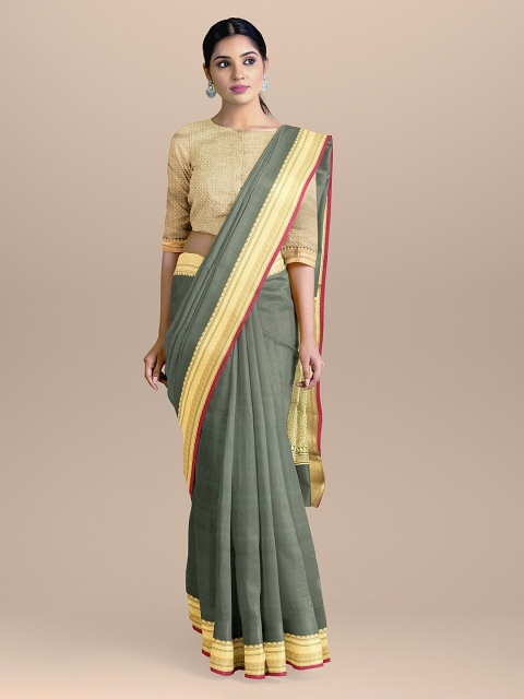 

BharatSthali Grey Solid Silk Cotton Saree