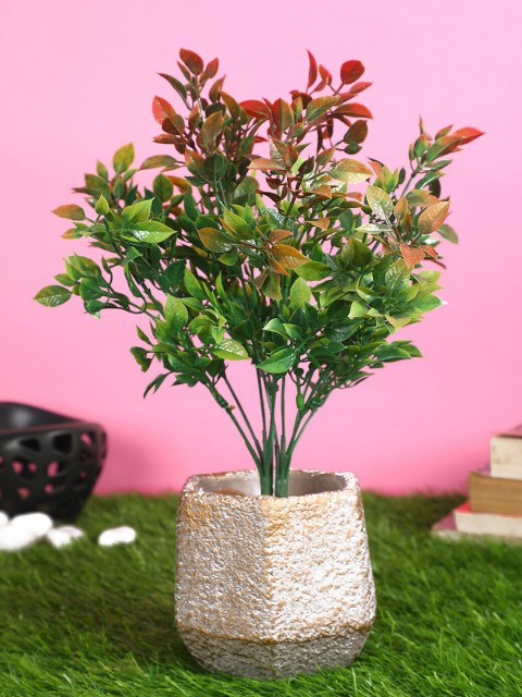 

Pollination Set Of 2 Artificial Red & Green Bunch For Decor without Pot