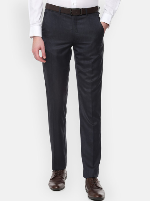 

Van Heusen Men Navy Blue Slim Fit Solid Formal Trousers