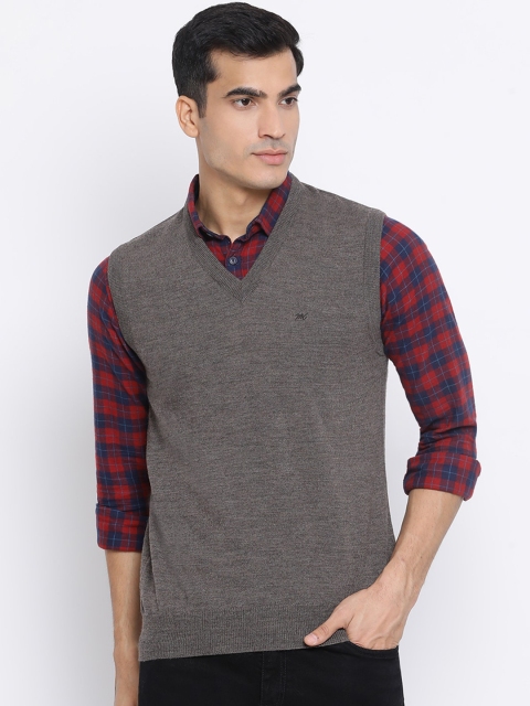 

Monte Carlo Men Grey Solid Sweater Vest