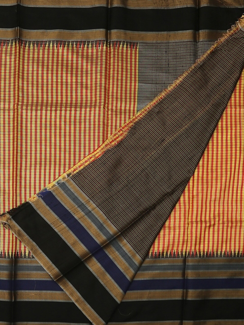 Pothys Yellow & Grey Pure Silk Woven Design Saree