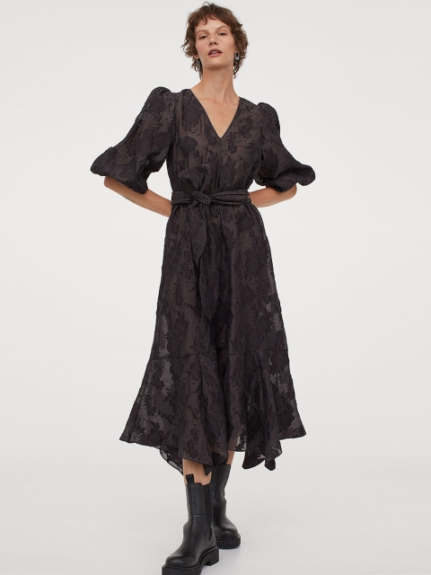 

H&M Women Black Jacquard-Weave Dress