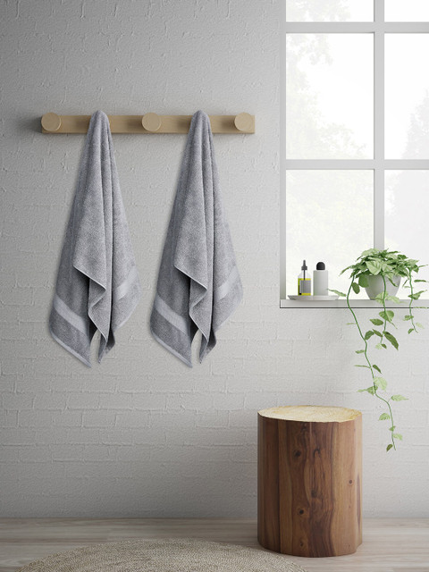 

SPACES Set Of 2 Grey Solid Atrium Colorfas 480GSM Bath Towels