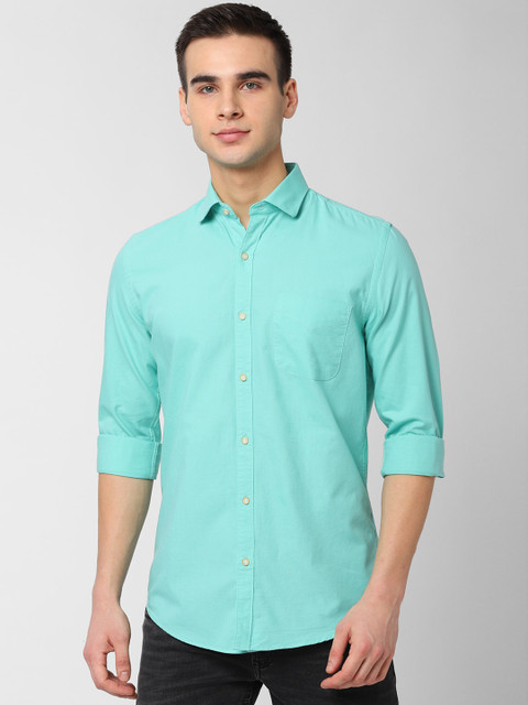 

Peter England Elite Men Turquoise Blue Slim Fit Solid Casual Shirt